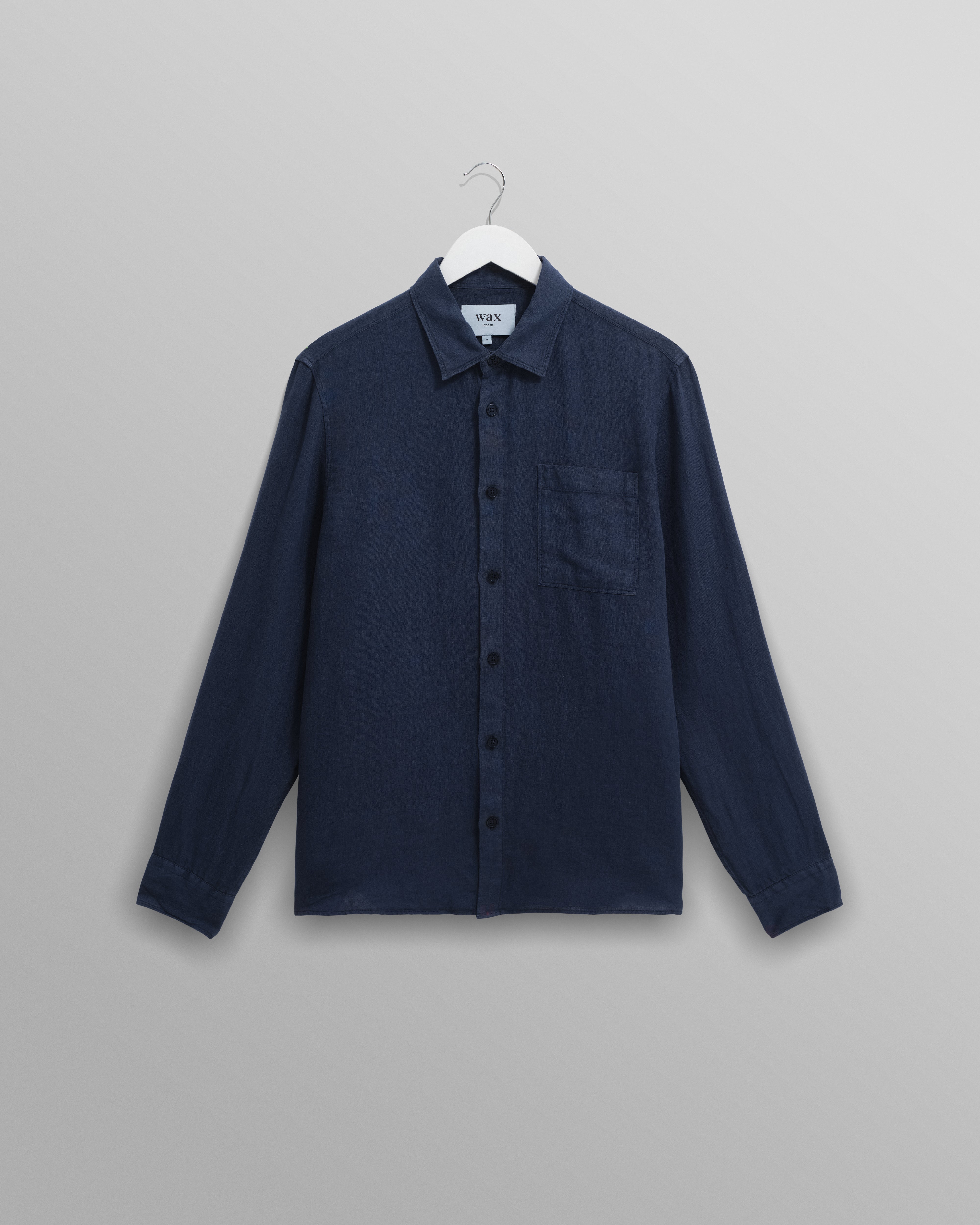 wax london men's Rove - Navy Linen Shirt
