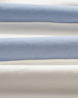 wax london men's Rowhill - Ecru And Light Blue Stripe Loopback Rugby Shirt