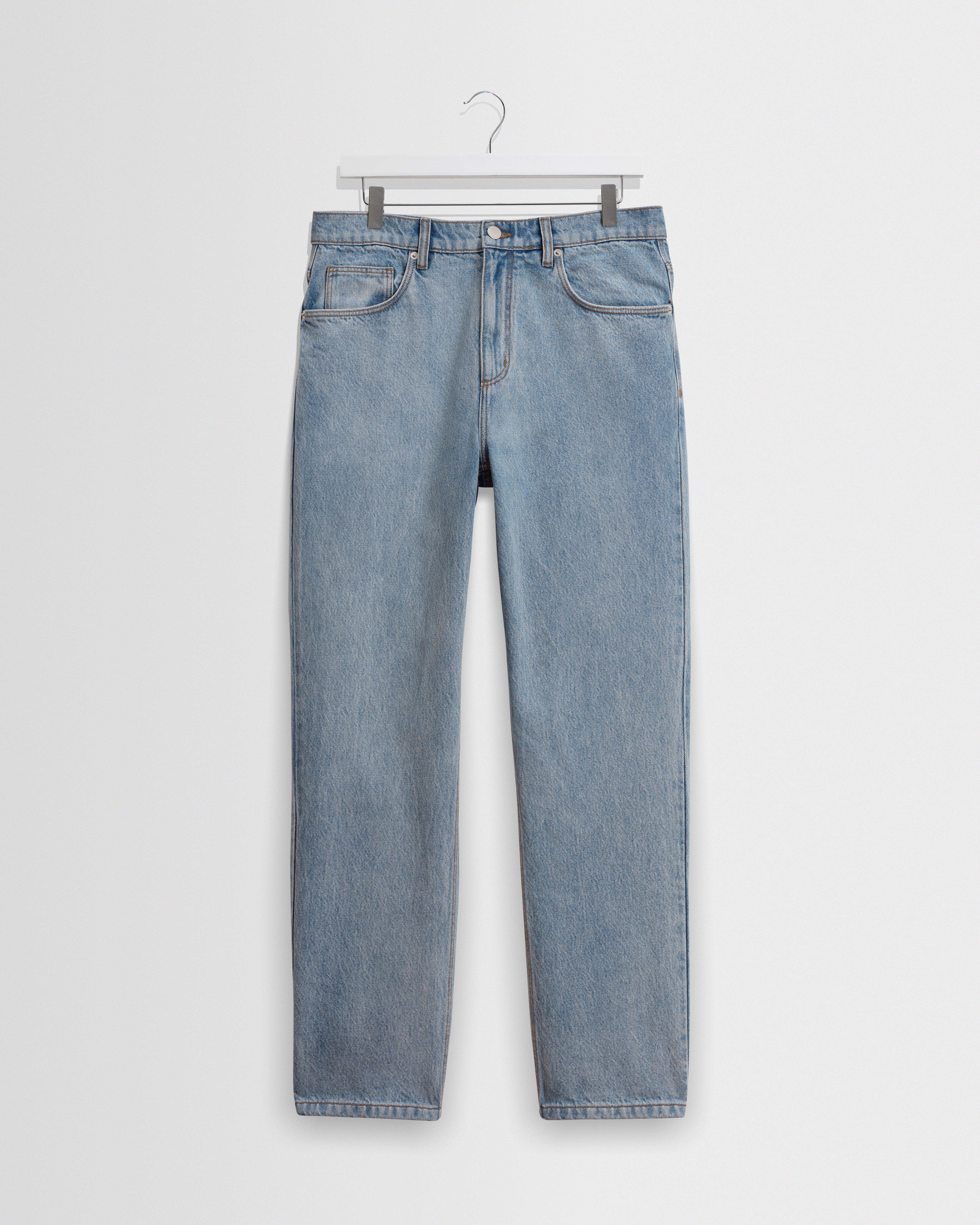 Men's Light Blue Wash Straight Fit Denim Jeans | Wax London