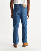 wax london men's Russell - Mid Blue Straight Fit Denim Jeans