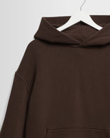 wax london men's Rydal - Dark Brown Brushed Loopback Cotton Hoodie