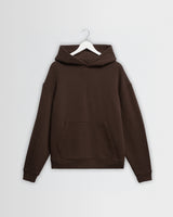 wax london men's Rydal - Dark Brown Brushed Loopback Cotton Hoodie