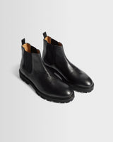 wax london men's S.T. Valentin - Black Grained Italian Leather Chelsea Boots