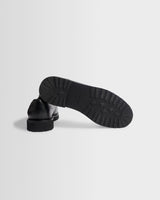 wax london men's S.T. Valentin - Black Grained Italian Leather Deck Shoes