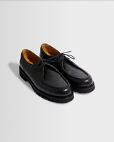 wax london men's S.T. Valentin - Black Grained Italian Leather Deck Shoes