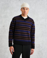 wax london men's Scafell - Black Pointelle Stitch Jumper