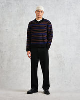 wax london men's Scafell - Black Pointelle Stitch Jumper