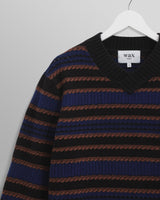 wax london men's Scafell - Black Pointelle Stitch Jumper