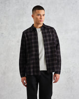 wax london men's Shelly - Black Check Babycord Shirt