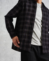wax london men's Shelly - Black Check Babycord Shirt