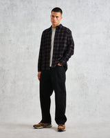 wax london men's Shelly - Black Check Babycord Shirt
