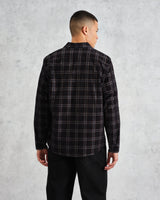wax london men's Shelly - Black Check Babycord Shirt