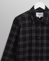wax london men's Shelly - Black Check Babycord Shirt