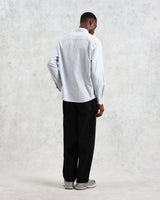 wax london men's Shelly - Blue Brushed Oxford Stripe Shirt