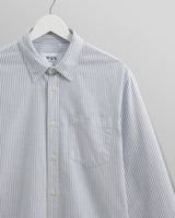 wax london men's Shelly - Blue Brushed Oxford Stripe Shirt