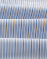 wax london men's Shelly - Blue Organic Cotton Stripe Shirt