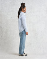 wax london men's Shelly - Blue Organic Cotton Stripe Shirt