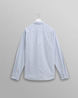 wax london men's Shelly - Blue Organic Cotton Stripe Shirt