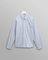 wax london men's Shelly - Blue Organic Cotton Stripe Shirt