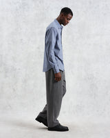 wax london men's Shelly - Blue Plain Flannel Shirt