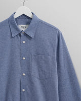 wax london men's Shelly - Blue Plain Flannel Shirt