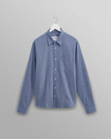 wax london men's Shelly - Blue Plain Flannel Shirt