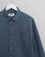 wax london men's Shelly - Blue Seersucker Corduroy Shirt
