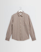 wax london men's Shelly - Ecru And Red Check Dobby Cotton Shirt