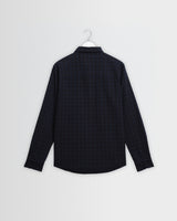 wax london men's Shelly - Navy And Black Check Dobby Cotton Shirt