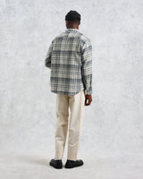 wax london men's Shelly - Navy And Green Check Flannel Shirt