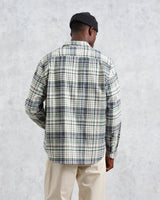 wax london men's Shelly - Navy And Green Check Flannel Shirt