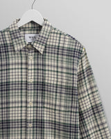 wax london men's Shelly - Navy And Green Check Flannel Shirt