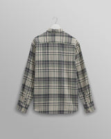 wax london men's Shelly - Navy And Green Check Flannel Shirt