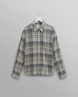 wax london men's Shelly - Navy And Green Check Flannel Shirt