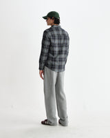 wax london men's Shelly - Navy And Multicolour Seersucker Flannel Shirt