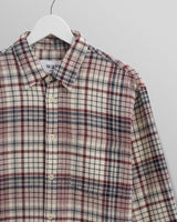 wax london men's Shelly - Navy And Red Check Flannel Shirt