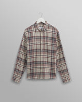 wax london men's Shelly - Navy And Red Check Flannel Shirt