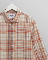 wax london men's Shelly - Rust And Multicolour Seersucker Flannel Shirt