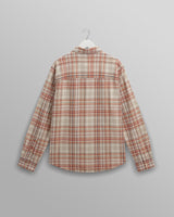 wax london men's Shelly - Rust And Multicolour Seersucker Flannel Shirt