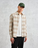 wax london men's Shelly - Sage And Ecru Ombre Flannel Shirt