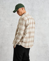 wax london men's Shelly - Sage And Ecru Ombre Flannel Shirt