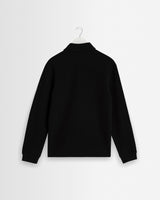 wax london men's Shore - Black Textured Long-Sleeve Polo Shirt