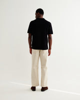 wax london men's Shore - Black Textured Short-Sleeve Polo Shirt