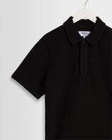 wax london men's Shore - Black Textured Short-Sleeve Polo Shirt