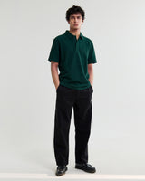 wax london men's Shore - Bottle Green Textured Short-Sleeve Polo Shirt