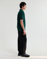 wax london men's Shore - Bottle Green Textured Short-Sleeve Polo Shirt