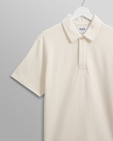 wax london men's Shore - Ecru Textured Organic Cotton Polo Shirt