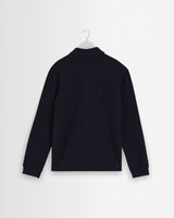 wax london men's Shore - Navy Textured Long-Sleeve Polo Shirt