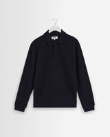 wax london men's Shore - Navy Textured Long-Sleeve Polo Shirt