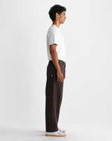 wax london men's Sidford - Brown Cotton Canvas Barrel Trousers